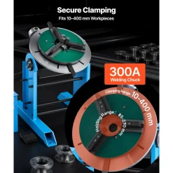 VEVOR Rotary Welding Positioner, 661 lbs Load Capacity, -45° to 90° Tilt Angle Welding Positioner Turntable Table, 0.2-2.5 RPM Speed Control, Electric and Foot Pedal, for Cutting, Grinding, Assembly