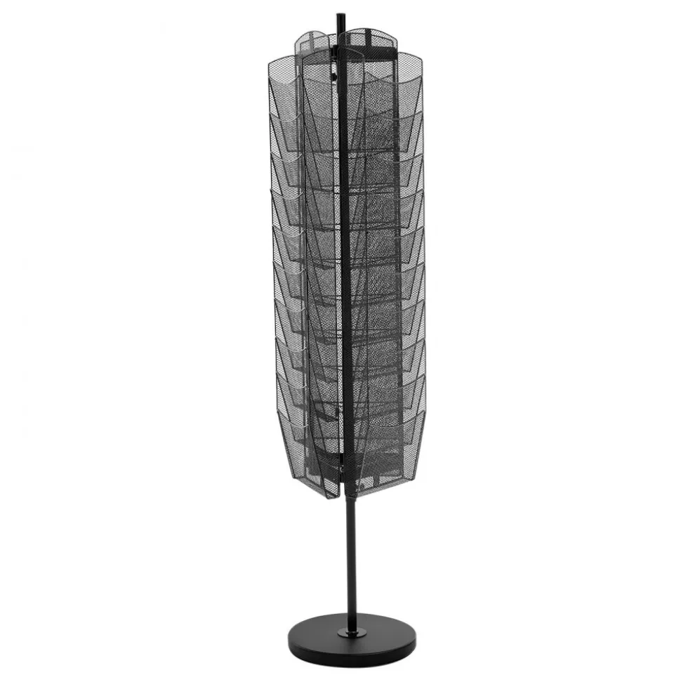 VEVOR Rotating Brochure Display Rack, 30 Pockets Mesh Magazine Literature Display Stand, Portable Floor Standing Magazine Rack, Metal Newspaper Catalog Holders for Shop Exhibitions Office Trade Show