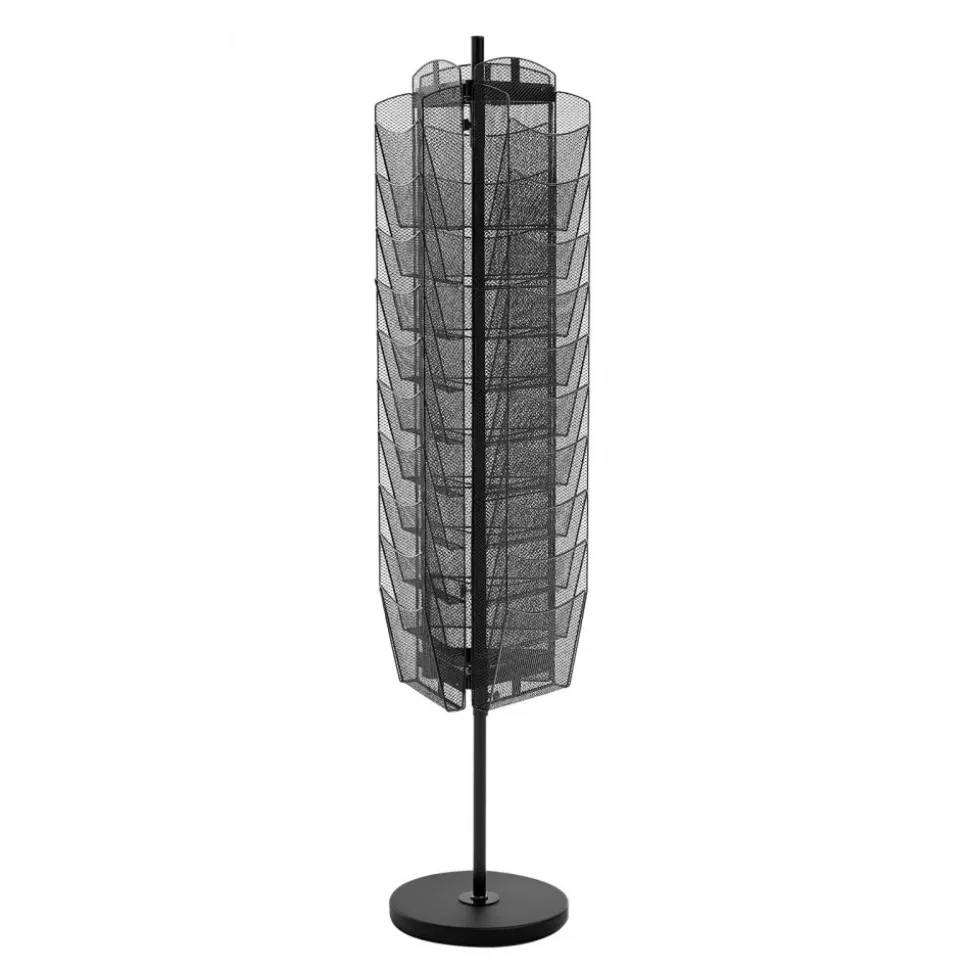 VEVOR Rotating Brochure Display Rack, 30 Pockets Mesh Magazine Literature Display Stand, Portable Floor Standing Magazine Rack, Metal Newspaper Catalog Holders for Shop Exhibitions Office Trade Show