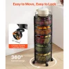 VEVOR Rotating Storage Rack Cart, 5 Tier Fruit and Vegetable Basket Bowls, Heavy Duty Wire Basket Organizer on Wheels, Large Capacity Stand with Metal Top Lid, for Kitchen Bathroom Nursery, Black