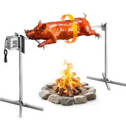 VEVOR Rotisserie Grill, AC120V 8 Level Height Electric Rotisserie Grill Kit, BBQ Grills Rotisseries Kit with 132 lbs Load Capacity, 38W Motor, Stainless Steel Automatic Grilling Kits for Parties