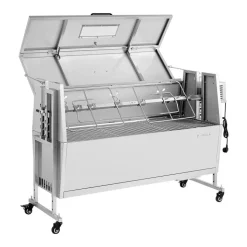 VEVOR Rotisserie Grill, 38W BBQ Outdoor Pig & Lamb Spit Roaster, Charcoal Spit Roaster with 132 LBS Capacity, Wheels & 4-Level Height, Stainless Steel Rotisserie Grill Kit for Camping Outdoor Parties