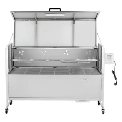 VEVOR Rotisserie Grill, 38W BBQ Outdoor Pig & Lamb Spit Roaster, Charcoal Spit Roaster with 132 LBS Capacity, Wheels & 4-Level Height, Stainless Steel Electric Rotisserie Grill Kit for Camping Outdoor