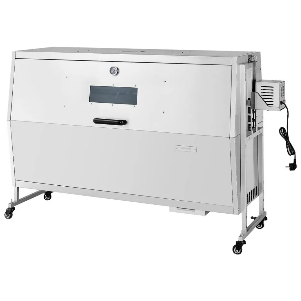 VEVOR Rotisserie Grill, 38W BBQ Outdoor Pig & Lamb Spit Roaster, Charcoal Spit Roaster with 132 LBS Capacity, Wheels & 4-Level Height, Stainless Steel Electric Rotisserie Grill Kit for Camping Outdoor