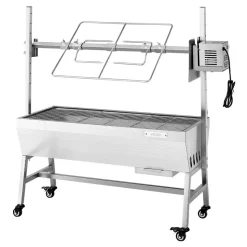 VEVOR Rotisserie Grill, 38W BBQ Outdoor Pig & Lamb Spit Roaster, Charcoal Spit Roaster with 132 LBS Capacity, Wheels & 7-Level Height, Stainless Steel Electric Rotisserie Grill Kit for Camping Outdoor