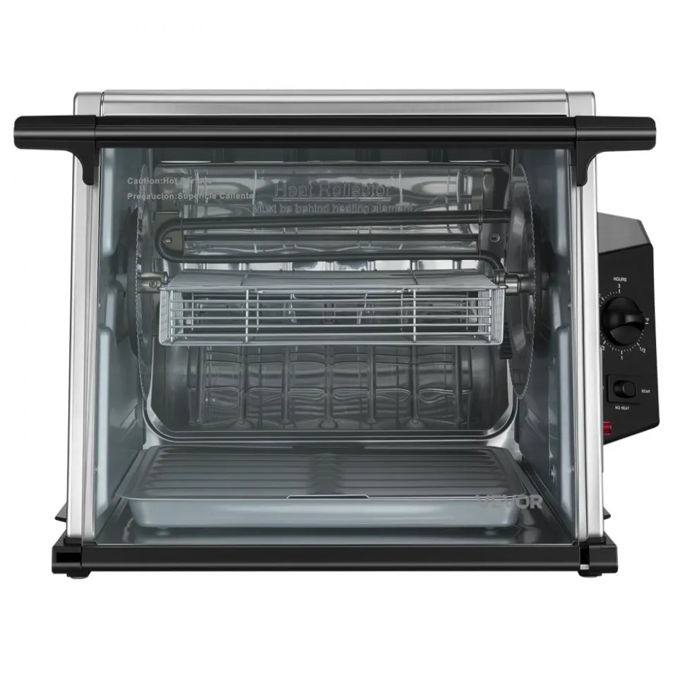 VEVOR Rotisserie Oven Large Capacity 12L Shawarma Grill Machine 1250W, for Chicken, Beef Ribs, Lamb Leg, Grilled Vegetables, Countertop Grill Roaster with Heat-Resistant Door and Timer Control