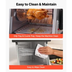 VEVOR Rotisserie Oven Large Capacity 12L Shawarma Grill Machine 1250W, for Chicken, Beef Ribs, Lamb Leg, Grilled Vegetables, Countertop Grill Roaster with Heat-Resistant Door and Timer Control