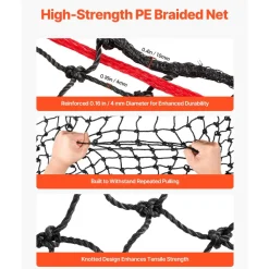 VEVOR Round Bale Hay Net, 4.92 x 4.92 x 4.92 ft, 1.75 inch Holes, PE Material, Reinforced Knotted Design, with Zip Ties, Needle Shuttle, and Repair Twine, Slow Feeder Round Bale Net for Horses