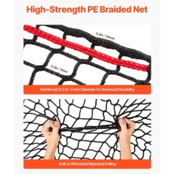 VEVOR Round Bale Hay Net, 4.92 x 4.92 x 4.92 ft, 1.5 inch Holes, PE Material, Knotless Design, with Zip Ties, Needle Shuttle, Repair Twine and Storage Bag, Slow Feeder Round Bale Net for Horses