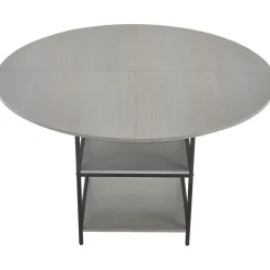 VEVOR Round Dining Table, 47 inch Wood Table for 4-6 Person, Farmhouse Circle Dinner Furniture, Rustic Leisure Tables with Thick Wooden Legs, for Home Kitchen Living Room, Grey (Only Table)