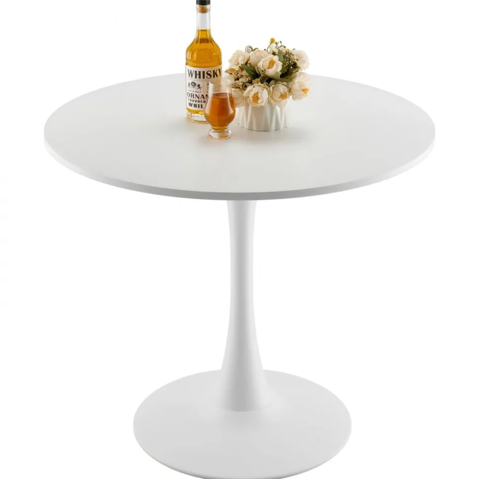 VEVOR Round Dining Table, 31.5 in Wood Table for 2-4 Person, Modern Circle Furniture, Leisure Coffee Office Tables with Pedestal Base in Tulip Design, for Home Kitchen Living Room, White(Only Table)