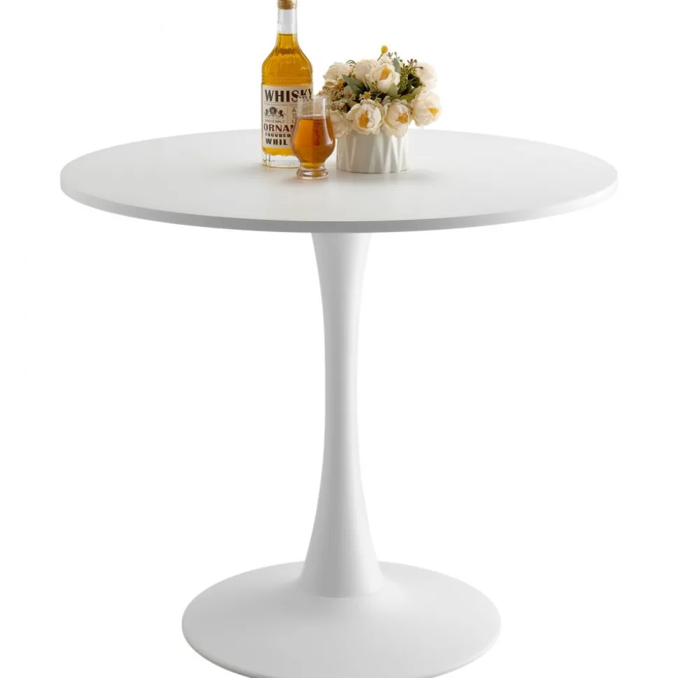VEVOR Round Dining Table, 31.5 in Wood Table for 2-4 Person, Modern Circle Furniture, Leisure Coffee Office Tables with Pedestal Base in Tulip Design, for Home Kitchen Living Room, White(Only Table)