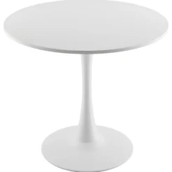 VEVOR Round Dining Table, 31.5 in Wood Table for 2-4 Person, Modern Circle Furniture, Leisure Coffee Office Tables with Pedestal Base in Tulip Design, for Home Kitchen Living Room, White(Only Table)