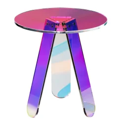 VEVOR Round Iridescent Side Table, Acrylic End Table, Clear Rainbow Acrylic Coffee Table for Drink, Food, Snack used in Living Room, Bedroom, and Study