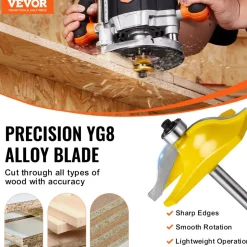 VEVOR Router Bits Set, 3 Pieces, Carbide Router Bit Kit with 1/4 Inch Shank, Wood Carrying Case, Woodworking Tools for Professional and Beginners Carpenter, for Wood MDF Particle Board Plywood