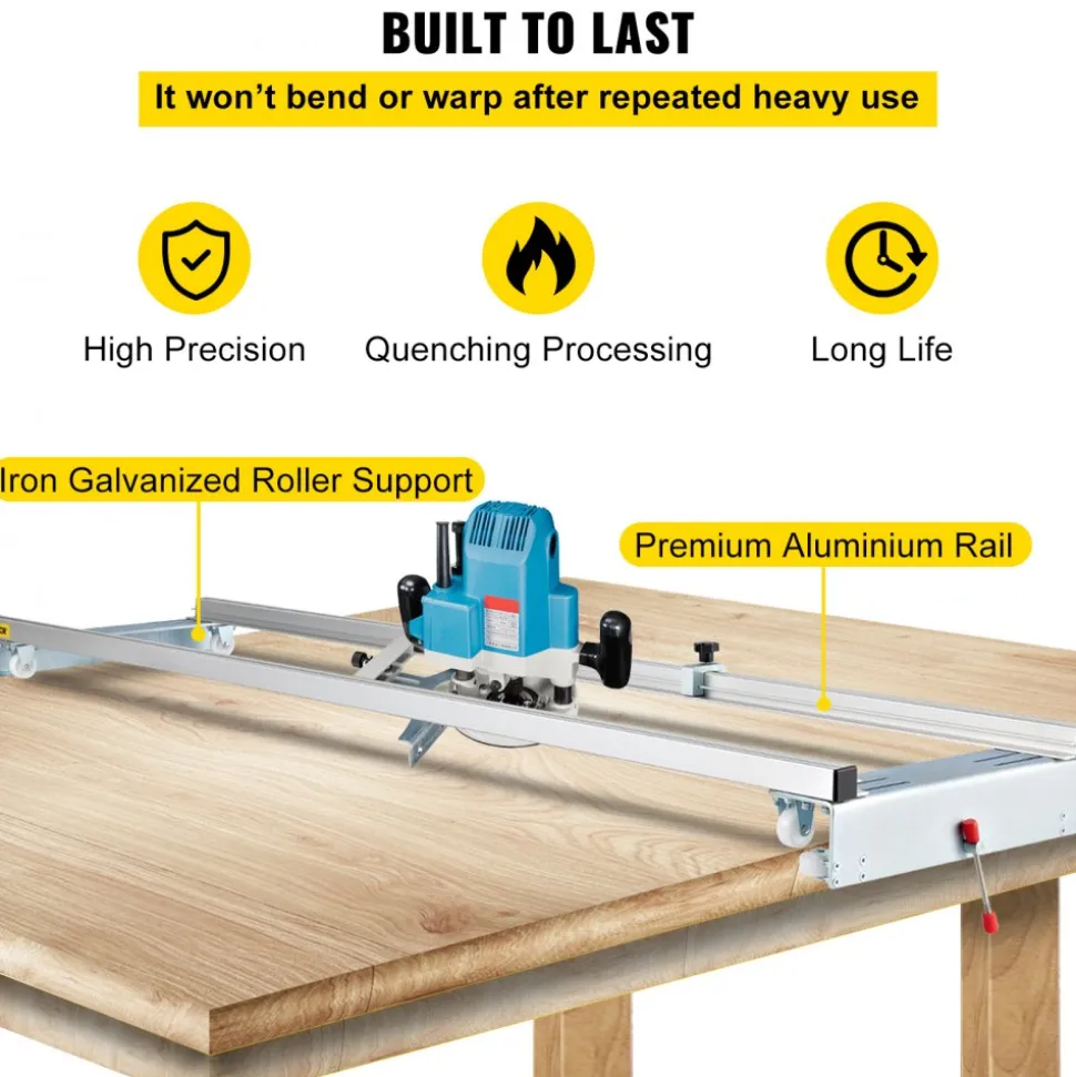 VEVOR Router Sled, 60 inches / 152.4cm Width, Slab Guide Jig for Woodworking with Locking Function, Portable and Easy to Adjust, Trimming Planing Machine for Wood Flattening, Home DIY