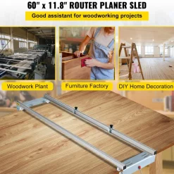 VEVOR Router Sled, 60 inches / 152.4cm Width, Slab Guide Jig for Woodworking with Locking Function, Portable and Easy to Adjust, Trimming Planing Machine for Wood Flattening, Home DIY
