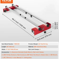 VEVOR Router Sled, 60 inches, Portable and Adjustable Slab Flattening Jig DIY Woodworking Router Sled for Flattening Slabs for Wood Flattening, Home DIY
