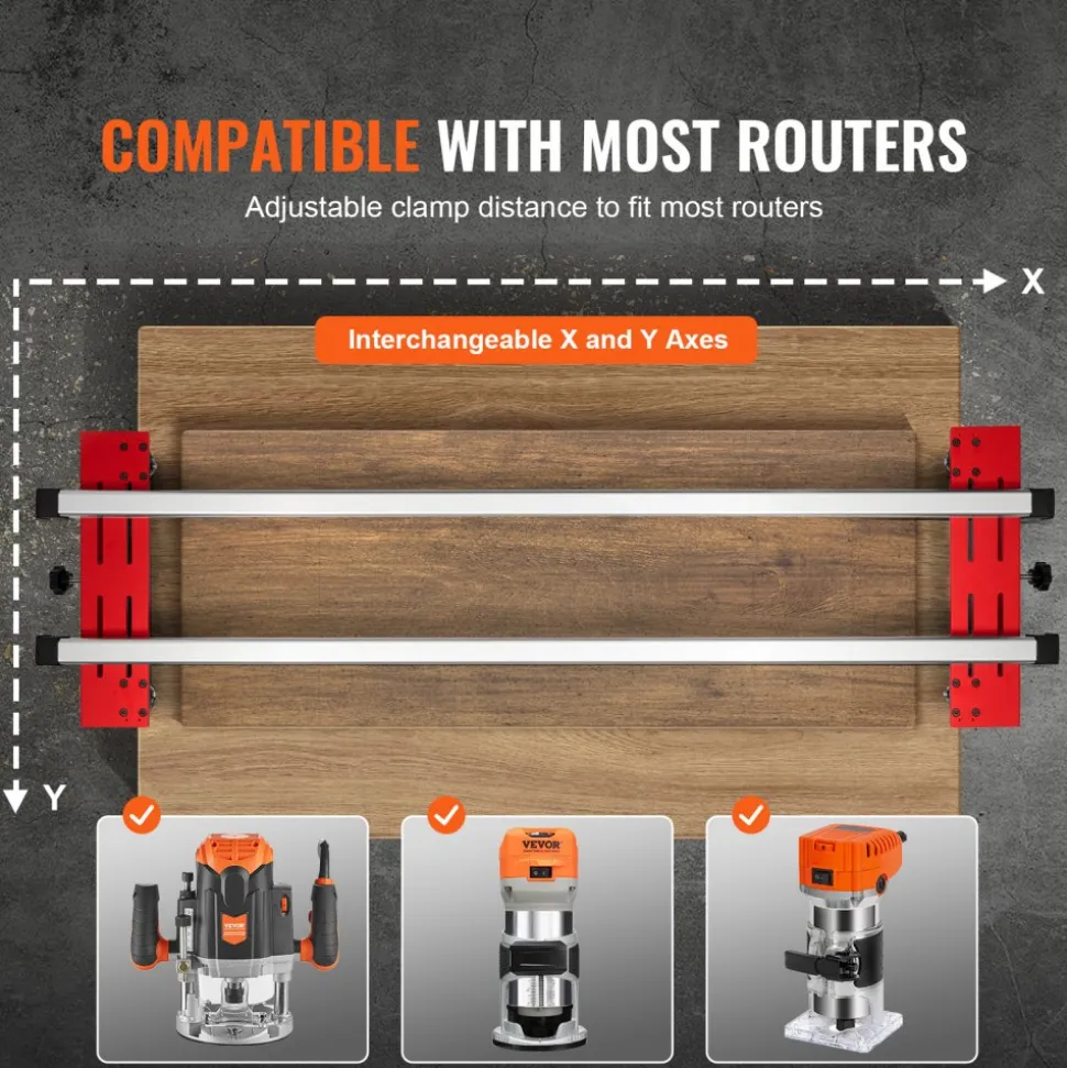 VEVOR Router Sled, 60 inches, Portable and Adjustable Slab Flattening Jig DIY Woodworking Router Sled for Flattening Slabs for Wood Flattening, Home DIY