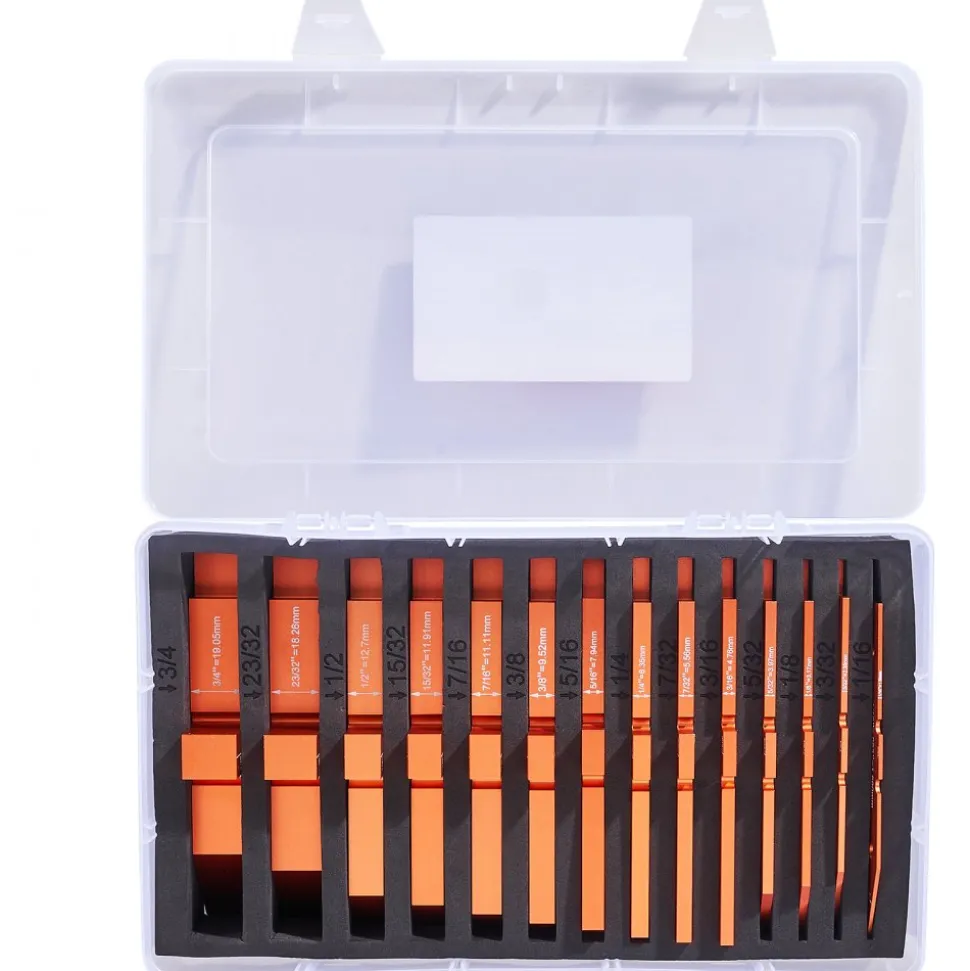 VEVOR Router Table Adjustment Bars, 14-piece Set, Durable Aluminum Construction Blocks for Measuring Depths, Heights, and Angles, Includes Engraved Measurements and Carrying Case, Ideal for Router