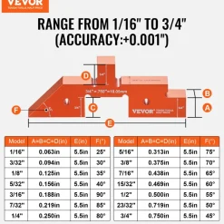 VEVOR Router Table Adjustment Bars, 14-piece Set, Durable Aluminum Construction Blocks for Measuring Depths, Heights, and Angles, Includes Engraved Measurements and Carrying Case, Ideal for Router