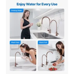 VEVOR Ro Water Faucet, Lead-Free Stainless Steel Faucet, Drinking Water Faucets with Solid Brass Valve, Anti-Rust & Durability Drinking Water Faucets For Kitchen, Bar Counter, Cafe, Antique Bronze