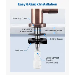 VEVOR Ro Water Faucet, Lead-Free Stainless Steel Faucet, Drinking Water Faucets with Solid Brass Valve, Anti-Rust & Durability Drinking Water Faucets For Kitchen, Bar Counter, Cafe, Antique Bronze
