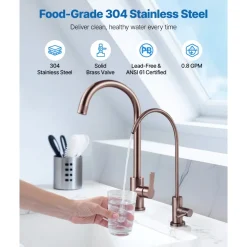 VEVOR Ro Water Faucet, Lead-Free Stainless Steel Faucet, Drinking Water Faucets with Solid Brass Valve, Anti-Rust & Durability Drinking Water Faucets For Kitchen, Bar Counter, Cafe, Antique Bronze