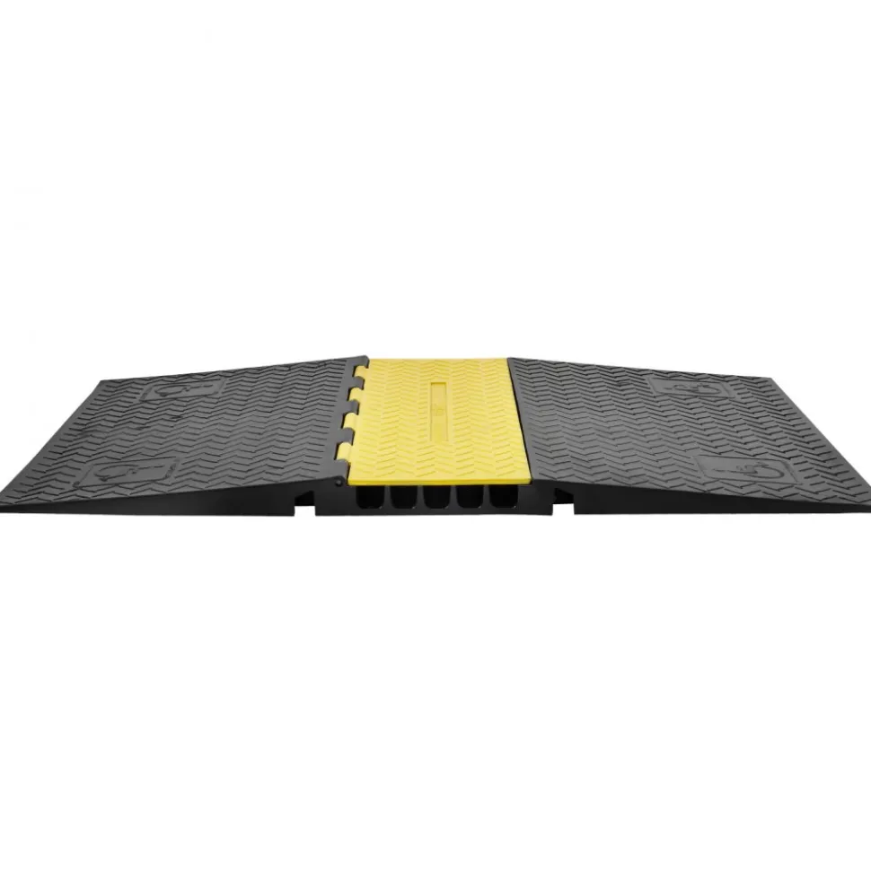 VEVOR Rubber Cable Guard, 5-Channel, 22000 lbs per Axle Load Capacity, Durable Cord Protection Ramp with Hinged Lid for Driveway, Speed Control, and Accessibility Compliance for Both Indoor & Outdo