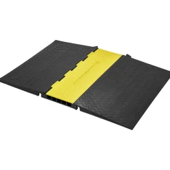 VEVOR Rubber Cable Guard, 5-Channel, 22000 lbs per Axle Load Capacity, Durable Cord Protection Ramp with Hinged Lid for Driveway, Speed Control, and Accessibility Compliance for Both Indoor & Outdo