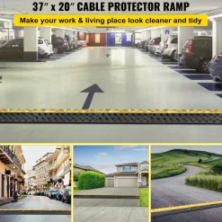 VEVOR Rubber Cable Guard, 3-Channel, 2 x 2.3 in - Durable Cord Protection Ramp for Driveways, 6600 lbs Capacity