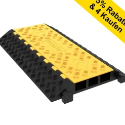 VEVOR Rubber Cable Guard, 3-Channel, 2 x 2.3 in - Durable Cord Protection Ramp for Driveways, 6600 lbs Capacity