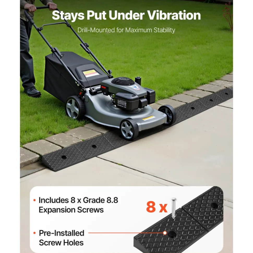 VEVOR Rubber Curb Ramp, 33069 lbs Load Capacity, 2 Inches Rise Height Heavy Duty Rubber Threshold Ramp with Drainage Tank for Wheelchairs, Strollers, Motorcycles, Cars, Lawn Mowers & Trailers, 2 Pack