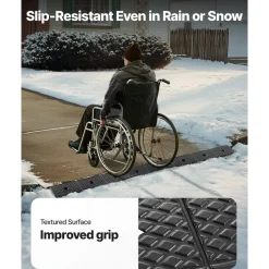 VEVOR Rubber Curb Ramp, 33069 lbs Load Capacity, 2 Inches Rise Height Heavy Duty Rubber Threshold Ramp with Drainage Tank for Wheelchairs, Strollers, Motorcycles, Cars, Lawn Mowers & Trailers, 2 Pack