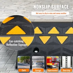 VEVOR Rubber Curb Ramp 2 Pack, 5" Rise Height Heavy-Duty 33069 lbs/15 T Capacity Threshold Ramps, Driveway Ramps with Stable Grid Structure for Cars, Wheelchairs, Bikes, Motorcycles