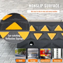 VEVOR Rubber Curb Ramp 2 Pack, 4.3" Rise Height Heavy-Duty 33069 lbs/15 T Capacity Threshold Ramps, Driveway Ramps with Stable Grid Structure for Cars, Wheelchairs, Bikes, Motorcycles