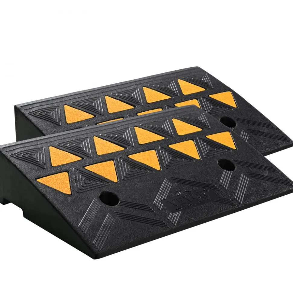 VEVOR Rubber Curb Ramp 2 Pack, 4.3" Rise Height Heavy-Duty 33069 lbs/15 T Capacity Threshold Ramps, Driveway Ramps with Stable Grid Structure for Cars, Wheelchairs, Bikes, Motorcycles