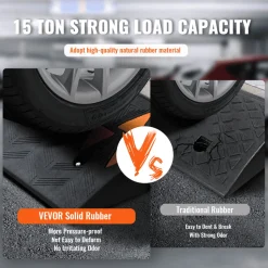 VEVOR Rubber Curb Ramp 3.7" Rise Height Sidewalk Curb Ramp, 10" Width 39.4" Length Driveway Ramp for Curb, 15T Heavy Duty Rubber Ramp for Forklifts, Trucks, Buses, Cars, Wheelchairs, Bikes