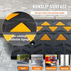 VEVOR Rubber Curb Ramp 6" Rise Height Sidewalk Curb Ramp, 14.6" Width 19.3" Length Driveway Ramp for Curb, 15T Heavy Duty Rubber Ramp for Forklifts, Trucks, Buses, Cars, Wheelchairs, Bikes