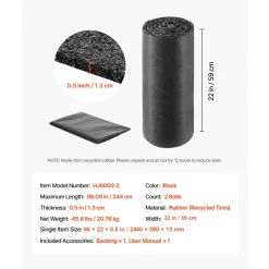 VEVOR Rubber Mulch Mat Roll, 2 Rolls 96 x 24 in Recycled Rubber Mulch Mat, 0.5 Thick Cuttable, Reduced Weed Growth, Natural-Looking Weed Barrier Mat, Permanent Walkway Pathway for Landscaping