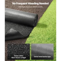 VEVOR Rubber Mulch Mat Roll, 2 Rolls 96 x 24 in Recycled Rubber Mulch Mat, 0.5 Thick Cuttable, Reduced Weed Growth, Natural-Looking Weed Barrier Mat, Permanent Walkway Pathway for Landscaping