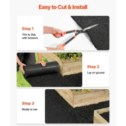 VEVOR Rubber Mulch Mat Roll, 2 Rolls 96 x 24 in Recycled Rubber Mulch Mat, 0.5 Thick Cuttable, Reduced Weed Growth, Natural-Looking Weed Barrier Mat, Permanent Walkway Pathway for Landscaping