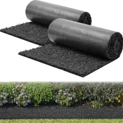 VEVOR Rubber Mulch Mat Roll, 2 Rolls 96 x 24 in Recycled Rubber Mulch Mat, 0.5 Thick Cuttable, Reduced Weed Growth, Natural-Looking Weed Barrier Mat, Permanent Walkway Pathway for Landscaping
