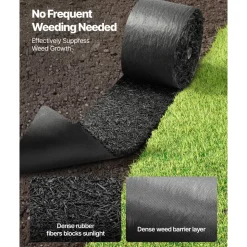 VEVOR Rubber Mulch Mat Roll, 2 Rolls 140 x 4.5 in, Recycled Rubber Permanent Mulch Edging Border, Natural-Looking Flower Barrier with Stakes, 0.5 in Thick Cuttable Garden Edgings for Landscaping