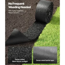 VEVOR Rubber Mulch Mat Roll, 6 Rolls 120 x 4.5 in, Recycled Rubber Permanent Mulch Edging Border, Natural-Looking Flower Barrier with Stakes, 0.5 in Thick Cuttable Garden Edgings for Landscaping