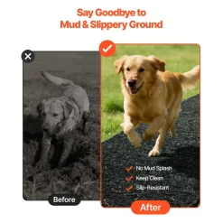 VEVOR Rubber Mulch Mat Roll, 6 Rolls 120 x 4.5 in, Recycled Rubber Permanent Mulch Edging Border, Natural-Looking Flower Barrier with Stakes, 0.5 in Thick Cuttable Garden Edgings for Landscaping