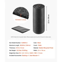 VEVOR Rubber Mulch Mat Roll, 96 x 24 in Recycled Rubber Mulch Mat, 0.5 Thick Cuttable, Reduced Weed Growth, Natural-Looking Weed Barrier Mat, Permanent Walkway Pathway for Landscaping