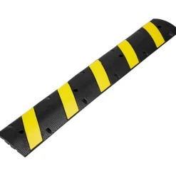 VEVOR 72'' Rubber Speed Bump, Dual Channel, Supports up to 22000 lbs, Durable Traffic Speed Hump with Bright Yellow Reflective Strip, Includes 4 Expansion Screws & Drill for Asphalt, Concrete, Grav