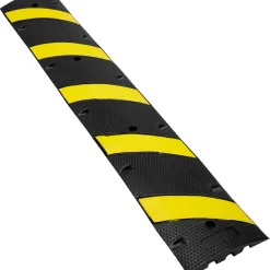 VEVOR 72'' Rubber Speed Bump, Dual Channel, Supports up to 22000 lbs, Durable Traffic Speed Hump with Bright Yellow Reflective Strip, Includes 4 Expansion Screws & Drill for Asphalt, Concrete, Grav