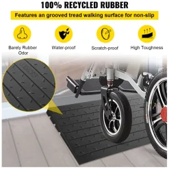 VEVOR Rubber Threshold Ramp, 2" Rise Threshold Ramp Doorway, Recycled Rubber Power Threshold Ramp Rated 33069 lbs Load Capacity, Non-Slip Surface Rubber Solid Threshold Ramp for Wheelchair and Scooter